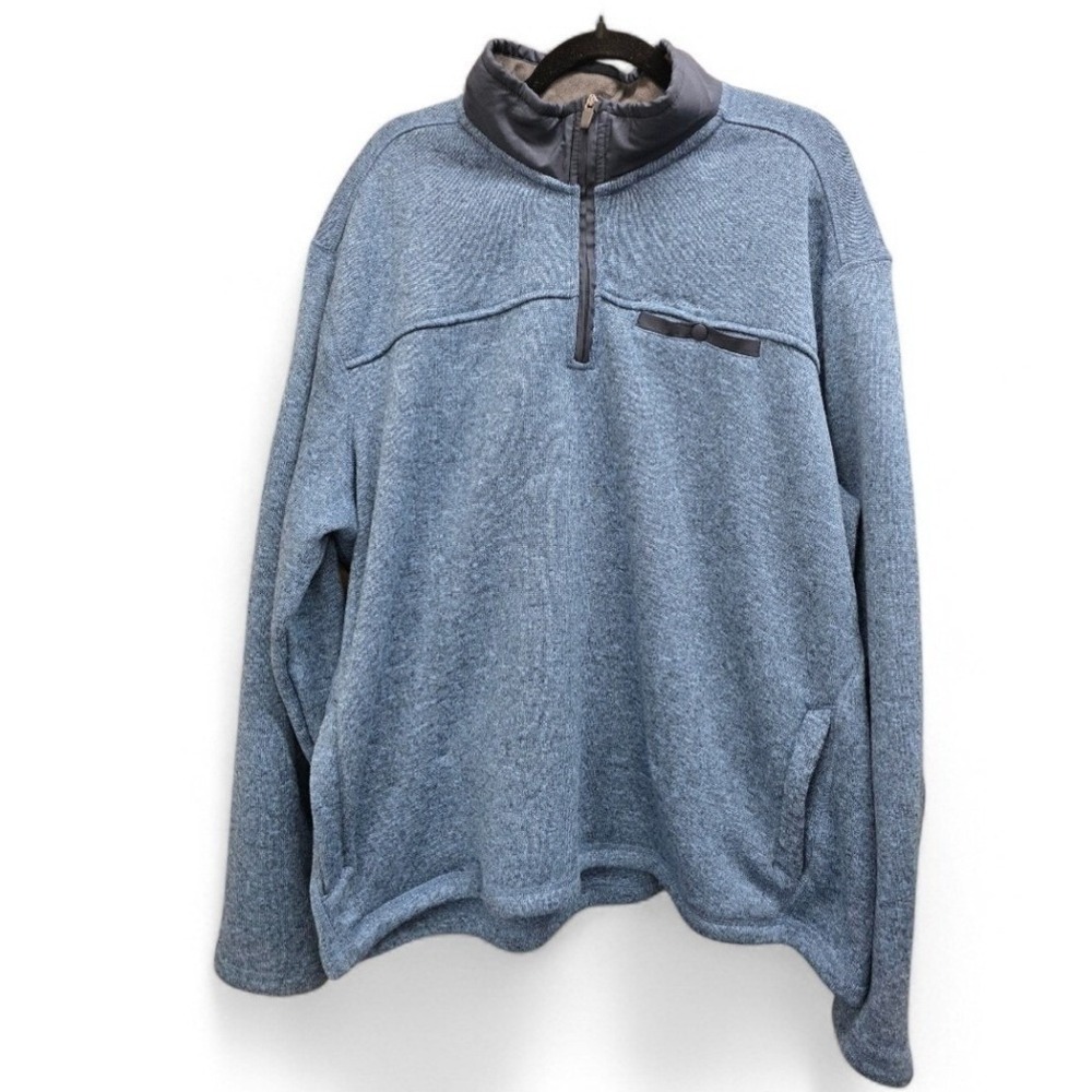 Eddie‎ Bauer Blue Fleece Quarter Zip Pullover XXL Sherpa Lined Outdoor Hiking